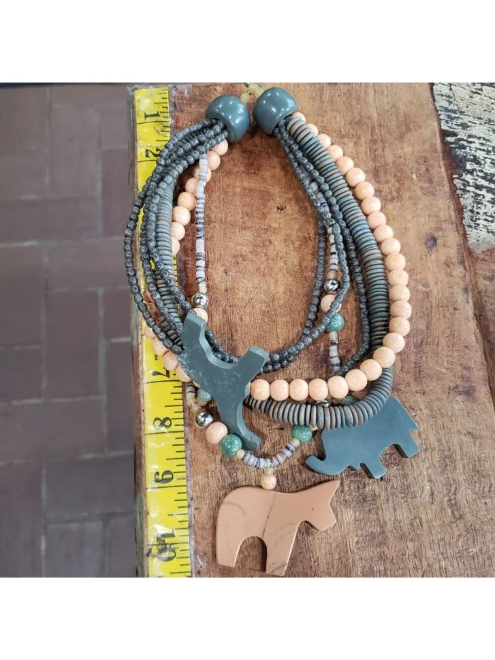 Five 5 Handmade Beaded Wooden Necklaces Animal Inspired Designs Multicolor State - Picture 2 of 16